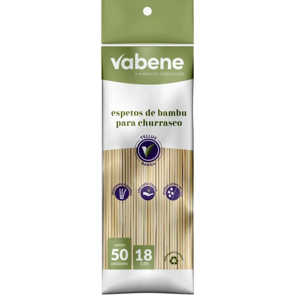 Espeto Madeira 18Cm Bambu Vabene (Pct.c/50)