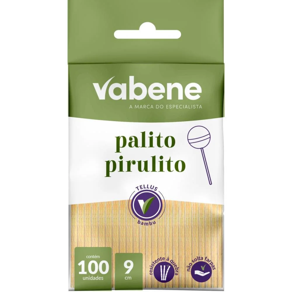 Palito De Madeira P/Pirulito 9Cm Vabene C/ 100 Unidades