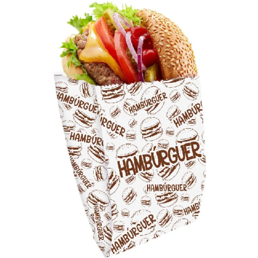 Embalagem Para Alimentos Saco Fundo Hamburg 14X13,5X5Cm Festcolor C/ 100 Unidades