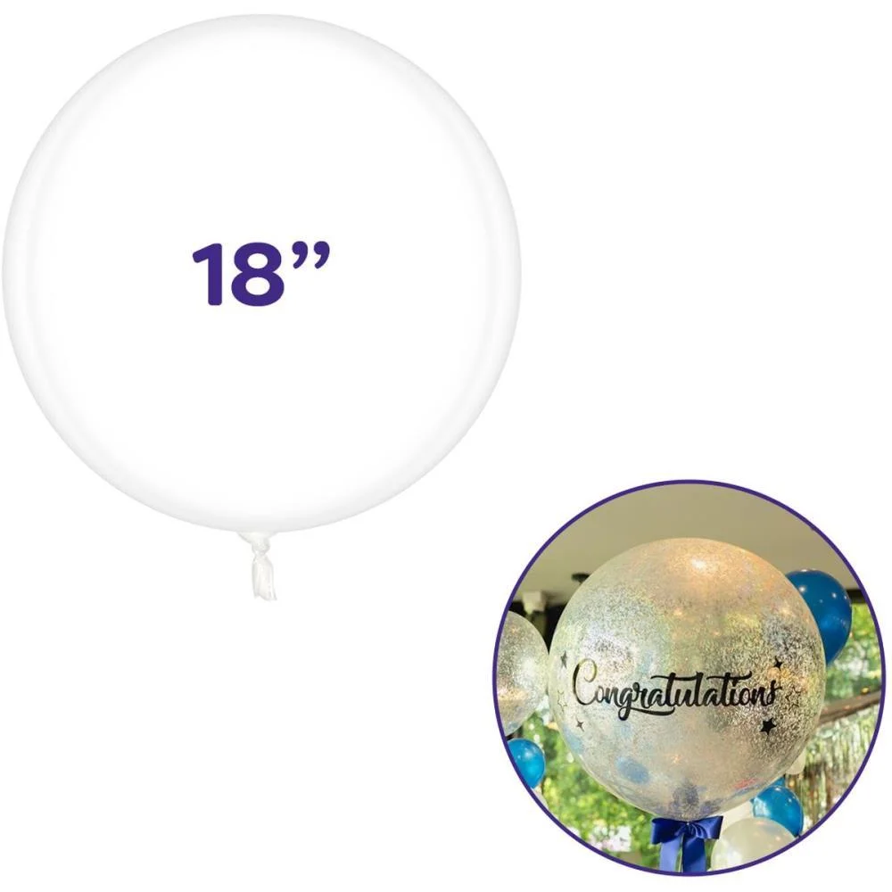 Balao Redondo Bubble Balloon Cristal 18 Pol Klf Festas (Pct.c/10)