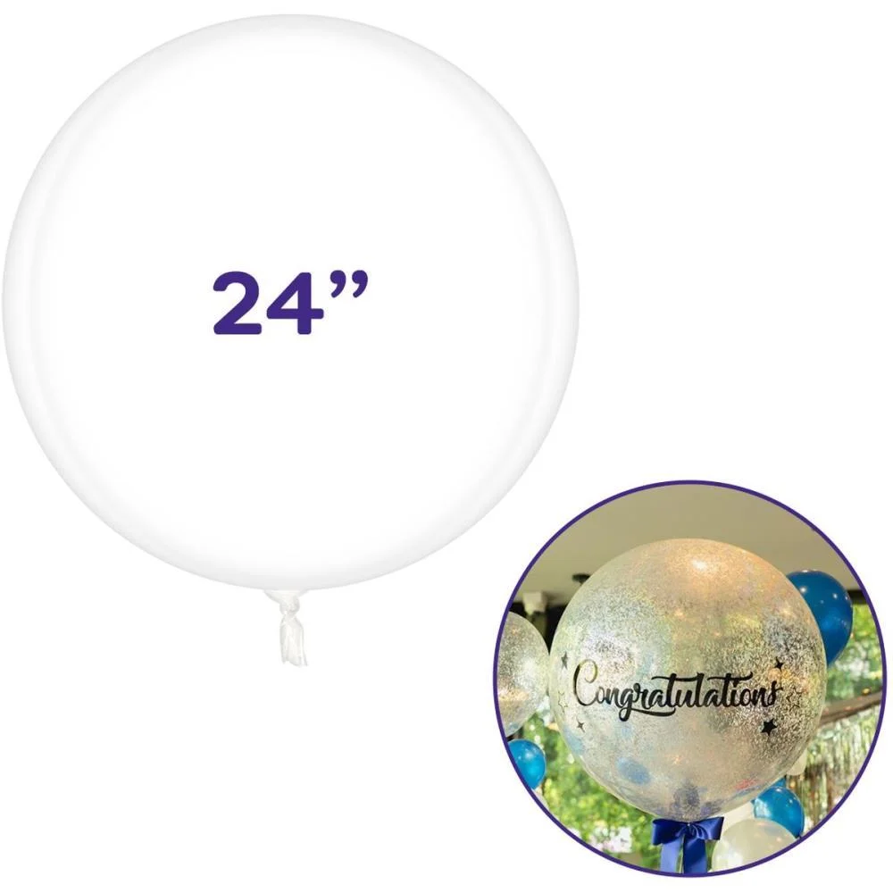 Balao Redondo Bubble Balloon Cristal 24 Pol Klf Festas (Pct.c/10)