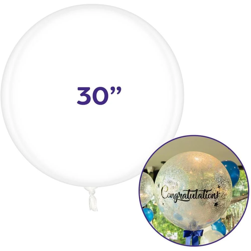 Balao Redondo Bubble Balloon Cristal 30 Pol Klf Festas (Pct.c/10)
