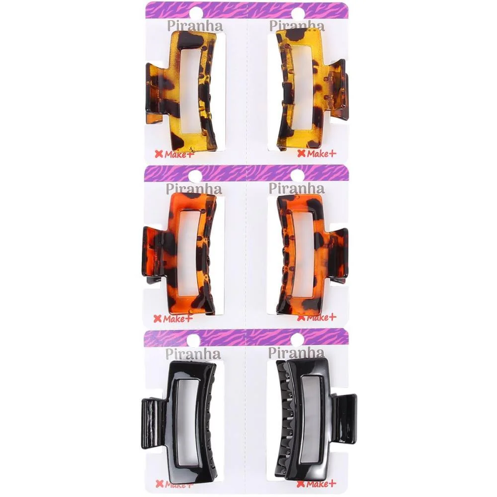 Acessorio Para Cabelo Piranha Retangular 6Cm Make+ (Pct.c/06)