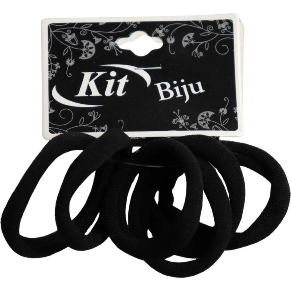Acessorio Para Cabelo Elastico Preto 4Cm C/06Un. Kit (Pct.c/12)