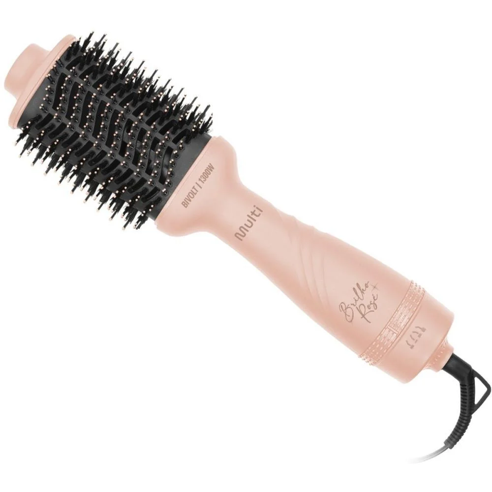 Escova De Cabelo Alisadora Secadora Brilho Rose 1300W Biv Multi