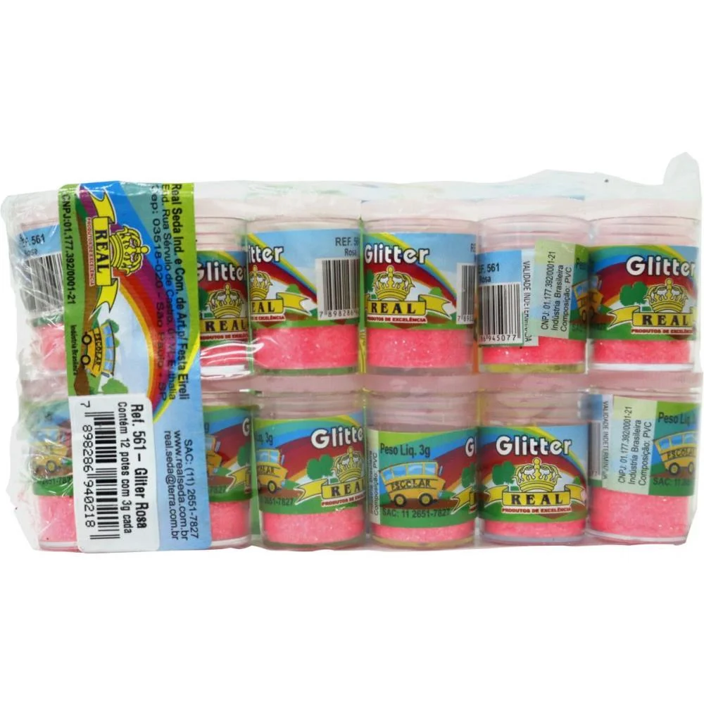 Glitter Pvc Rosa Potes 3G. Real Seda (Pct.c/12)