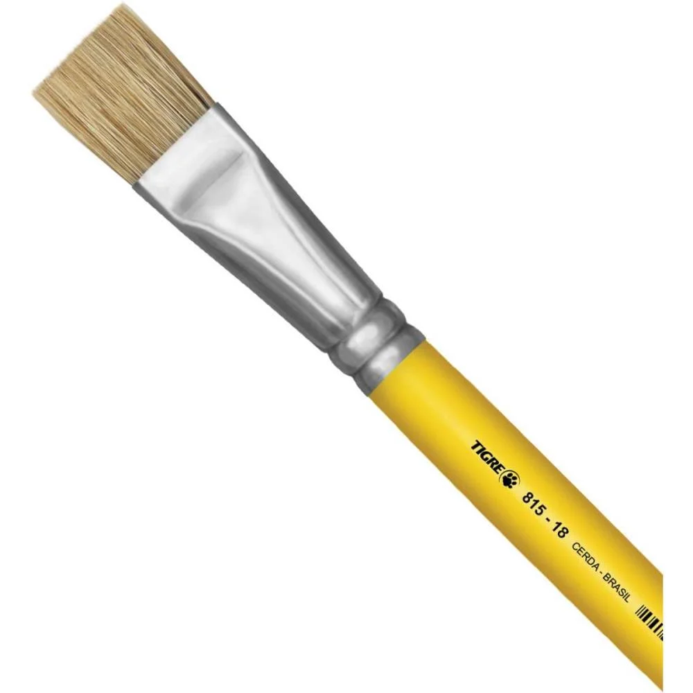 Pincel Artesanal Chato 815 N.18 Amarelo Pinceis Tigre (Ct.c/06)