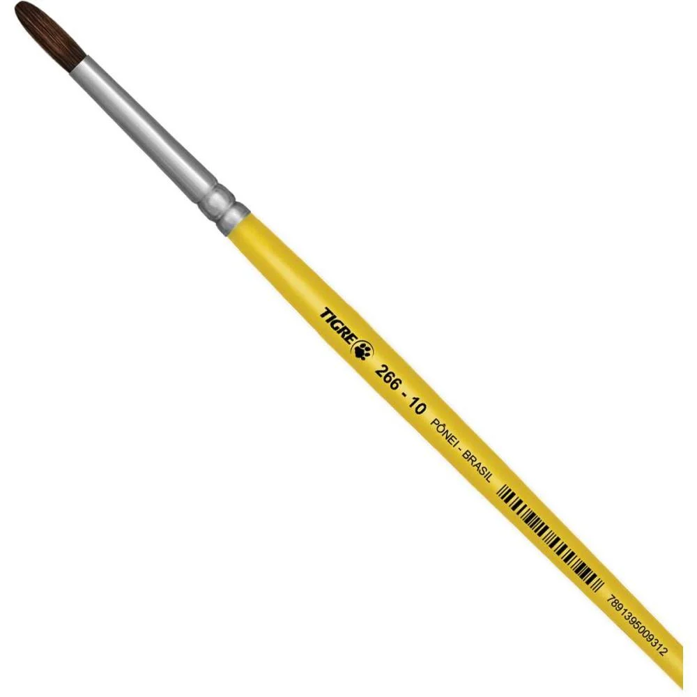 Pincel Escolar Redondo 266 N.10 Amarelo Pinceis Tigre (Duzia)