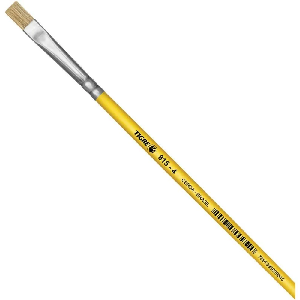 Pincel Artesanal Chato 815 N.04 Amarelo Pinceis Tigre (Duzia)