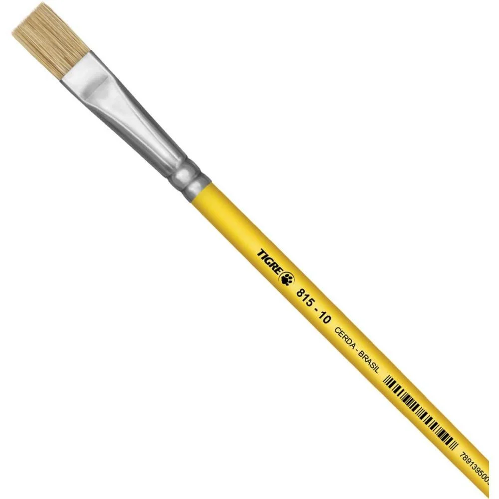 Pincel Artesanal Chato 815 N.10 Amarelo Pinceis Tigre (Duzia)