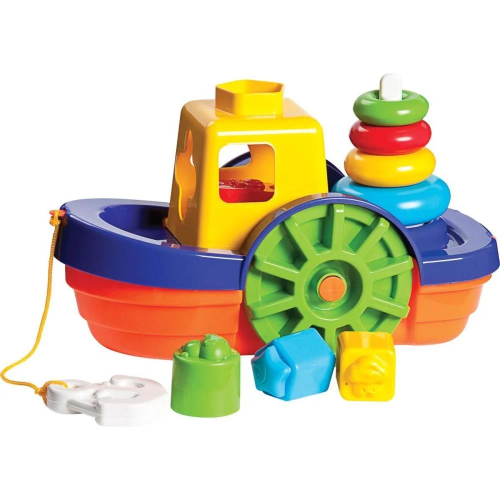 Brinquedo Educativo Barco Didatico C/Blocos E Anco Merco Toys