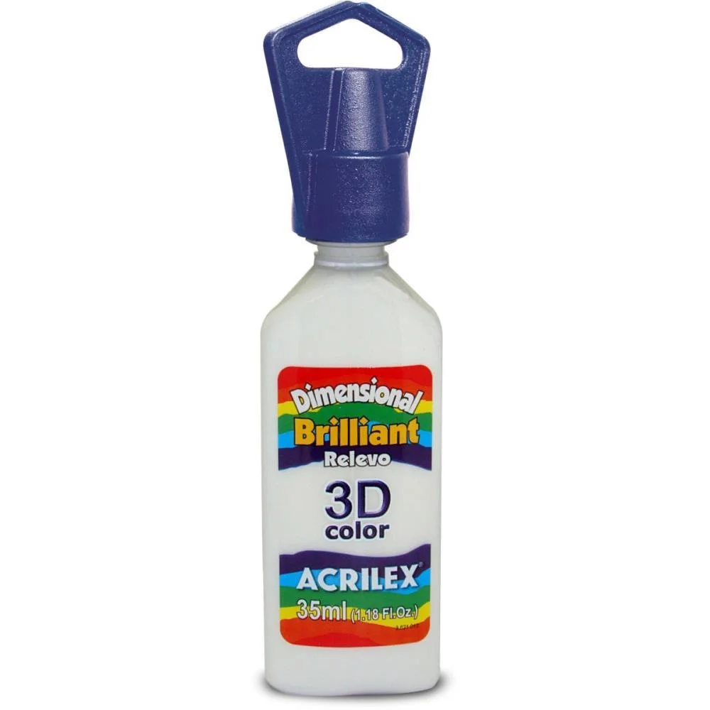 Tinta Relevo Dimensional Brilhante Branco 35Ml Acrilex (Pct.c/06)