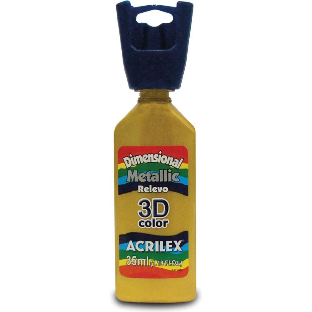 Tinta Relevo Dimensional Metalica Ouro 35Ml Acrilex (Pct.c/06)
