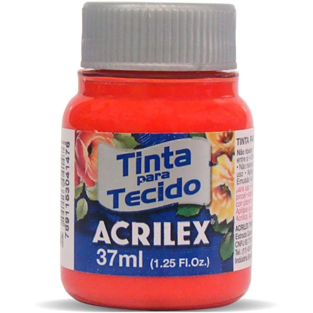 Tinta Para Tecido Fosca 37Ml Vermelho Vivo Acrilex (Duzia)