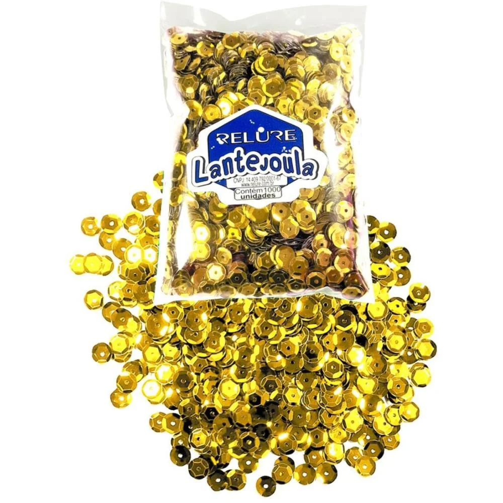 Lantejoula Metalizada Ouro N.06 C/1000Unid. Honey (Pacote)