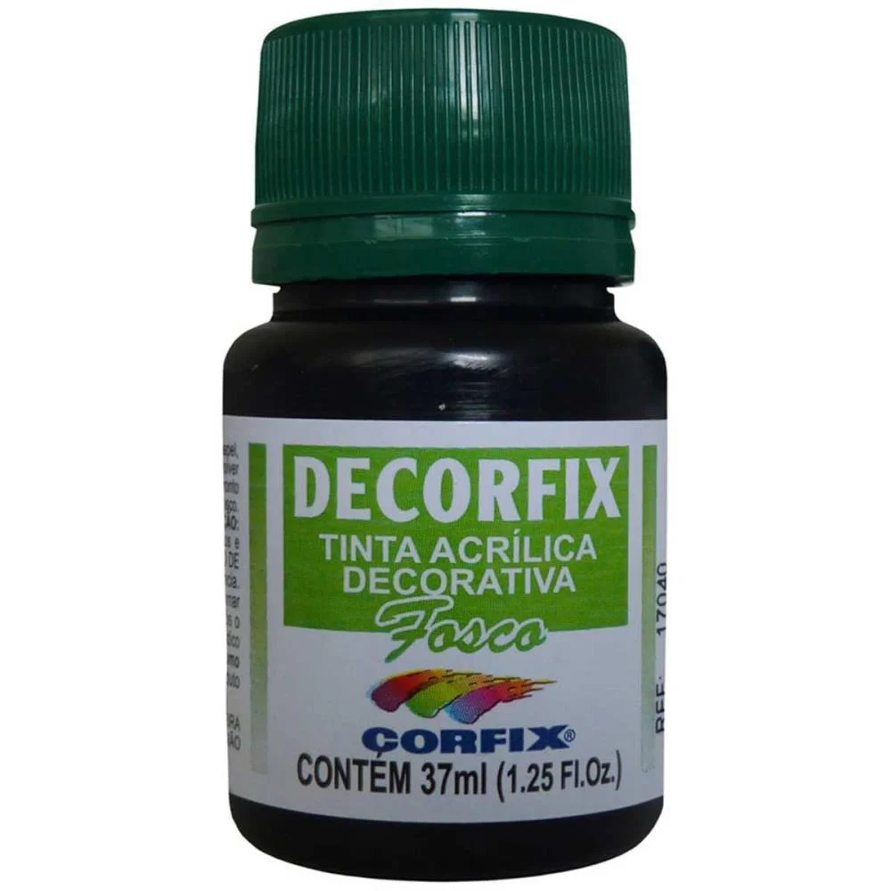 Tinta Acrilica Decorfix Fosca 37Ml Preto Corfix (Cx.c/06)