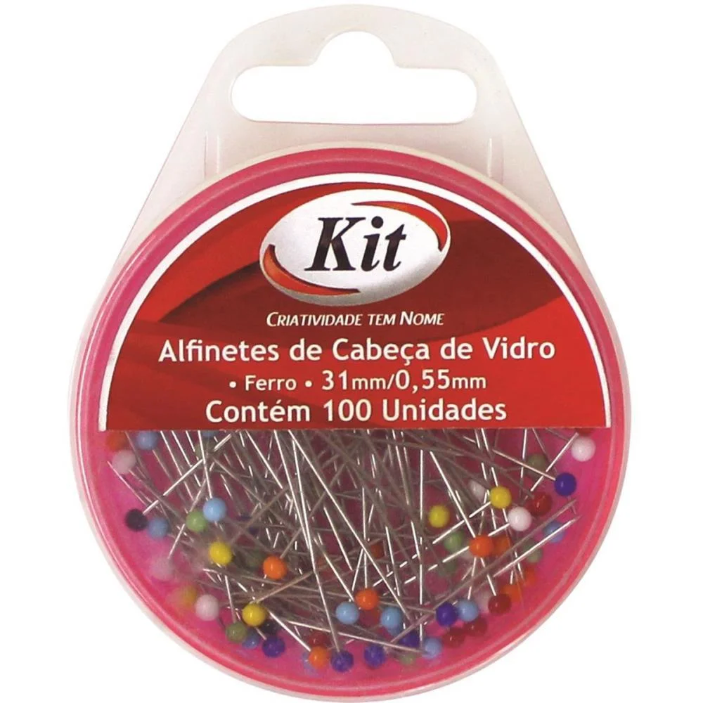Alfinete Costura Cabeca De Vidro 31Mmx0.55Mm Kit (Bl.c/100)