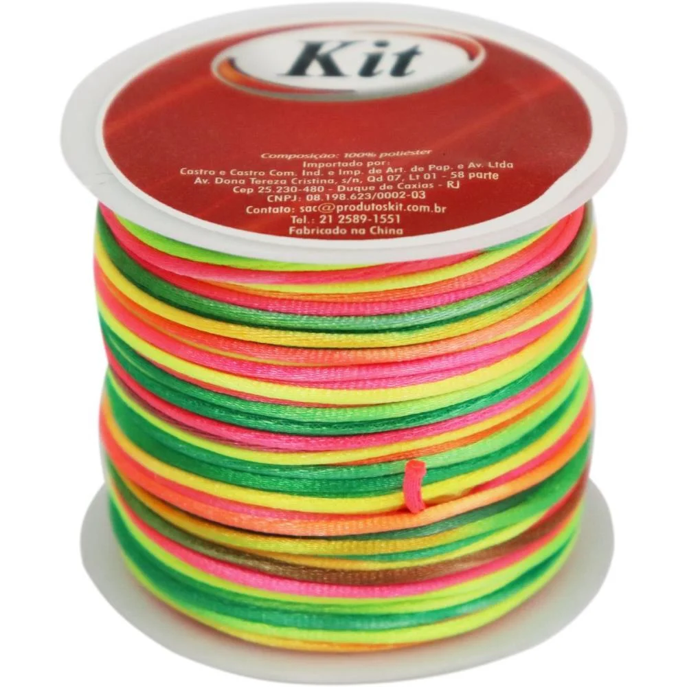 Cordao Cetim 1Mm Multicolor 1 C/20M. Kit (Rolo)