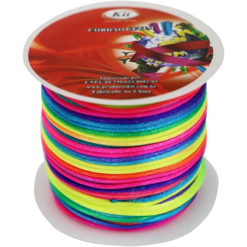 Cordao Cetim 1Mm Multicolor 2 C/20M. Kit (Rolo)