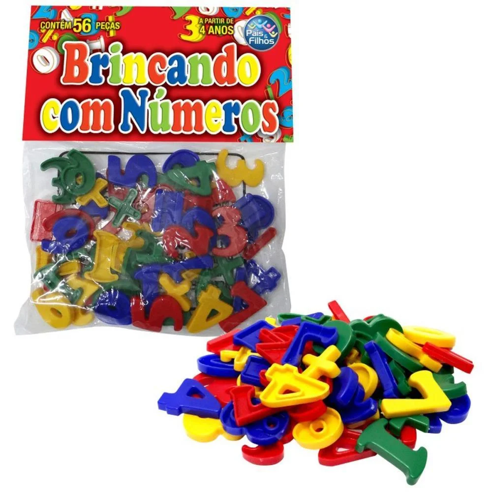 Brinquedo Pedagogico Brincando Com Numeros 56 Pcs Pais E Filhos