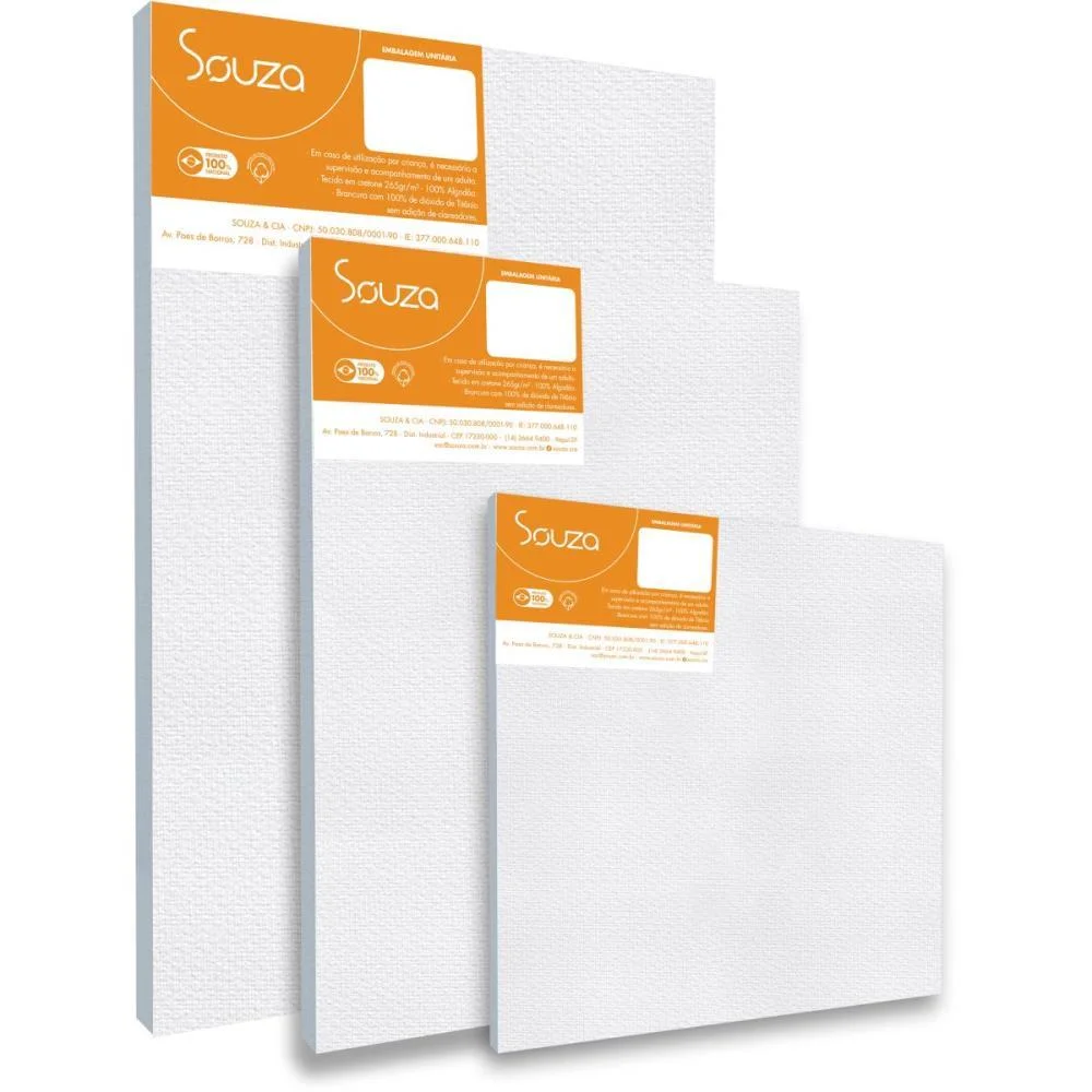 Tela Para Pintura 30X50Cm. Tecido C/Mold.madeira Souza (Pct.c/04)