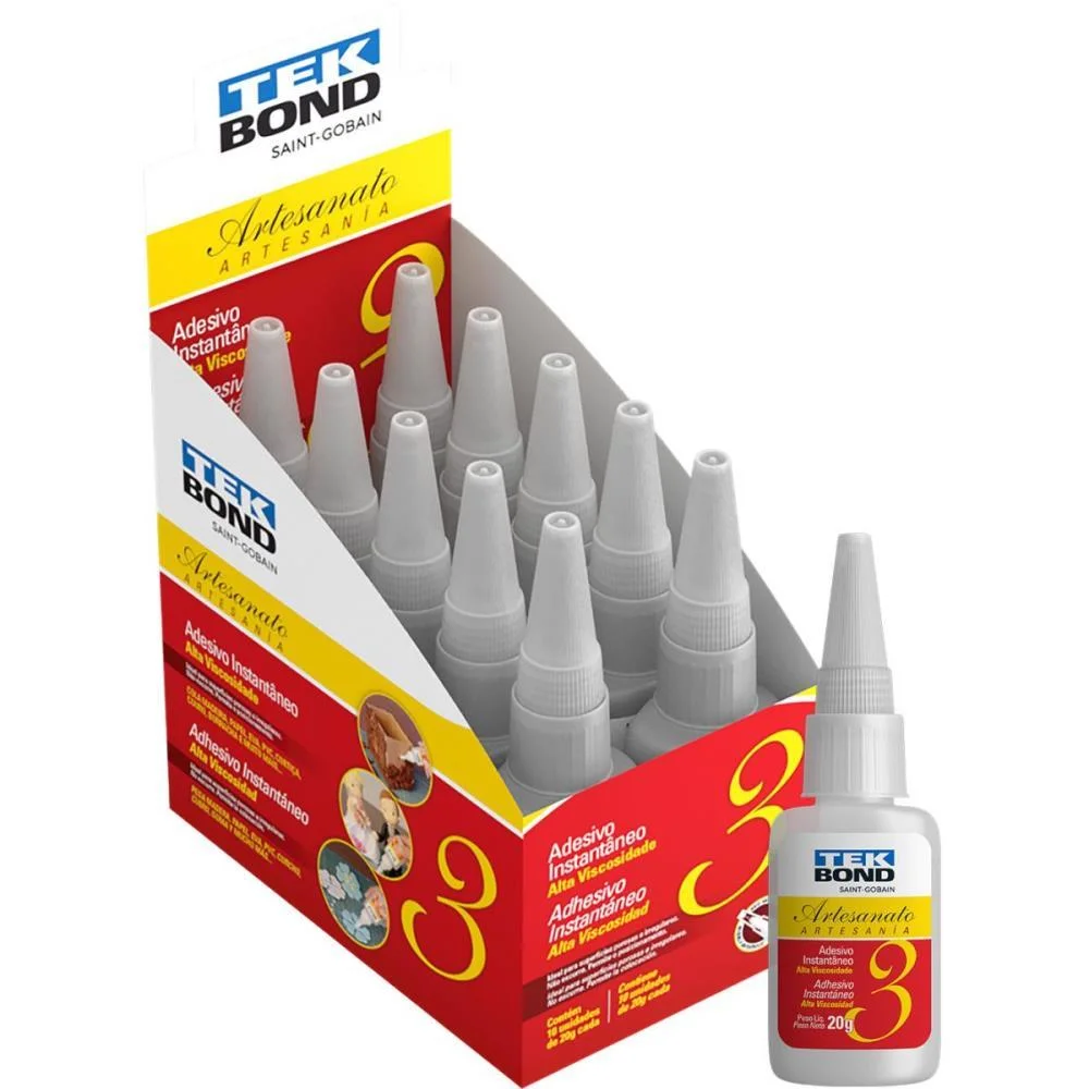 Cola Adesivo Instantâneo Artesanato 3 20G Tekbond (Cx.c/10)