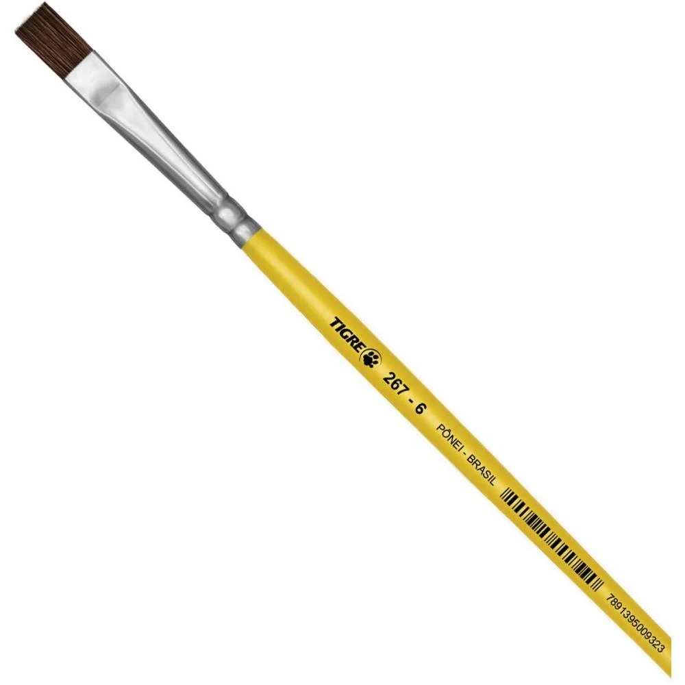 Pincel Escolar Chato 267 N.06 Amarelo Pinceis Tigre (Duzia)