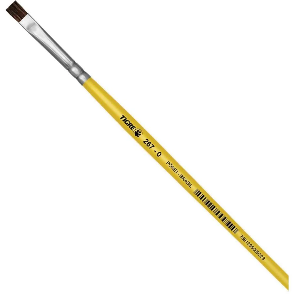 Pincel Escolar Chato 267 N.00 Amarelo Pinceis Tigre (Duzia)