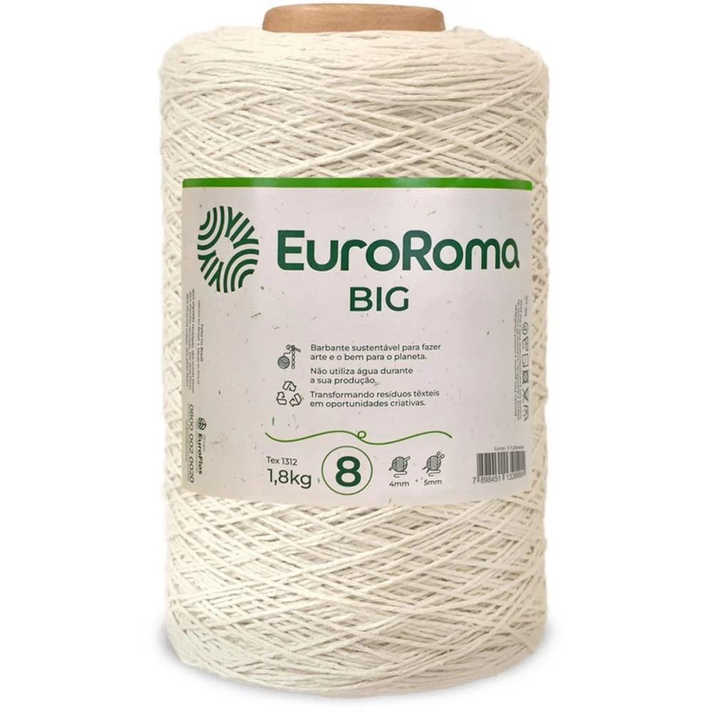 Barbante Cru 1,8Kg 4/8 Fios Rolo 1371M Euroroma