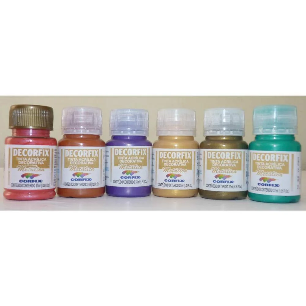 Tinta Acrilica Decorfix Metalica 37Ml Ouro Ve Corfix (Cx.c/06)