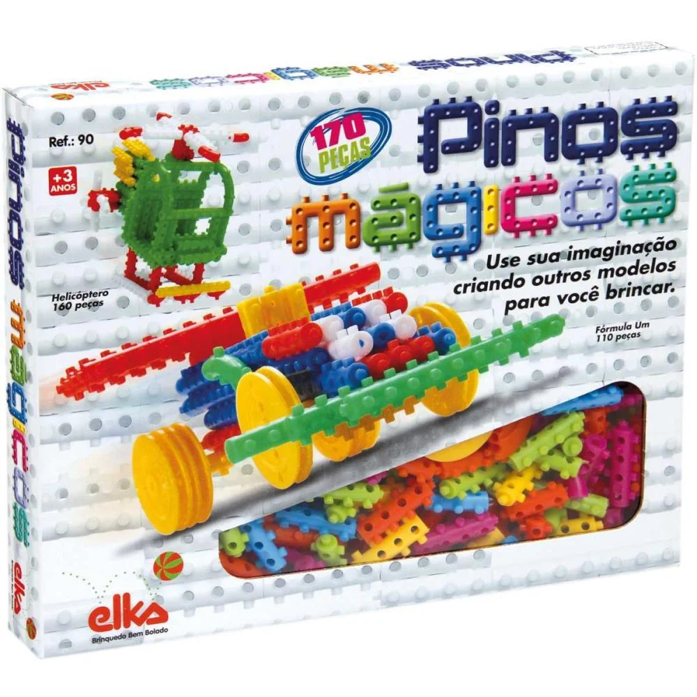 Brinquedo Para Montar Pinos Magicos 170 Pecas Elka