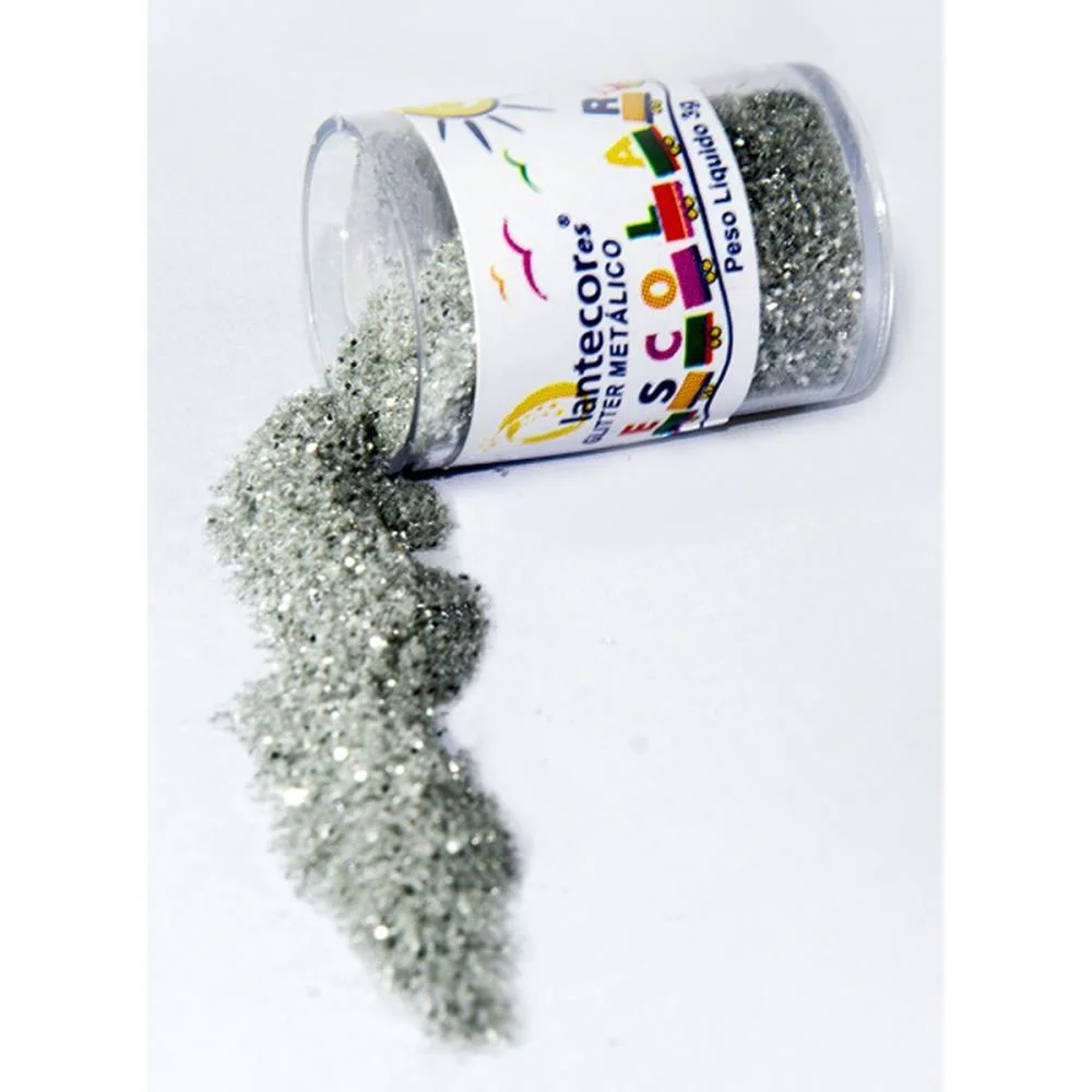 Glitter Pvc Prata Potes 3G. Lantecor (Pct.c/12)
