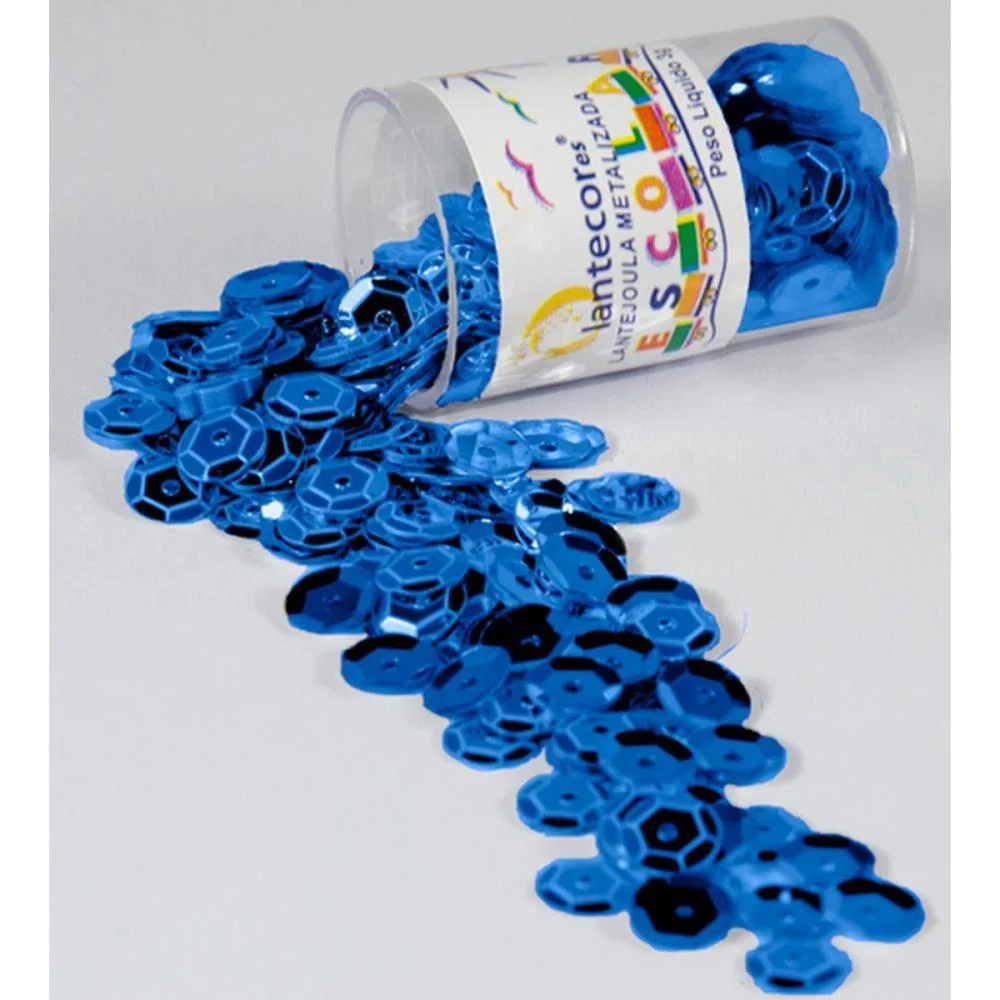 Lantejoula Metalizada Azul Royal 10Mm. Potes 2G. Lantecor (Pct.c/12)