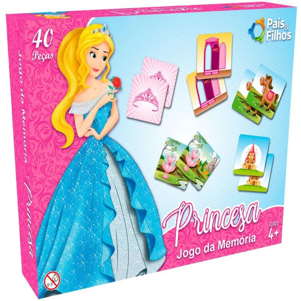Jogo Da Memoria Princesas 40Pecas Pais E Filhos