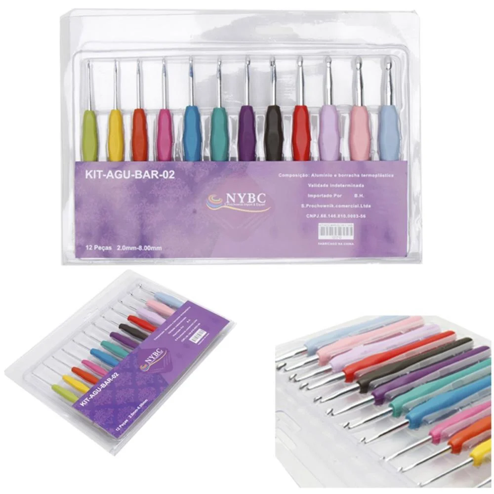 Agulha Para Croche Kit C/12 Agulhas Sort.cabo Sil Nybc (Blister)