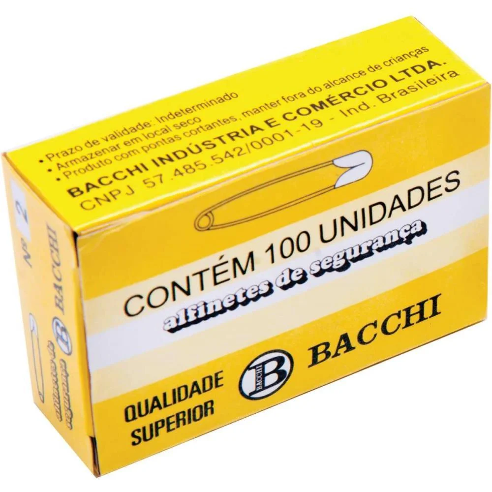 Alfinete Segurança N.2 Aco Niquelado Bacchi (Cx.c/100)