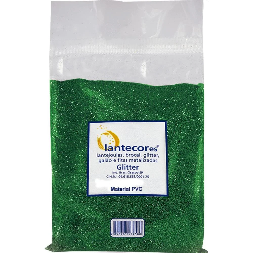 Glitter Pvc Verde 500G. Lantecor (Pacote)