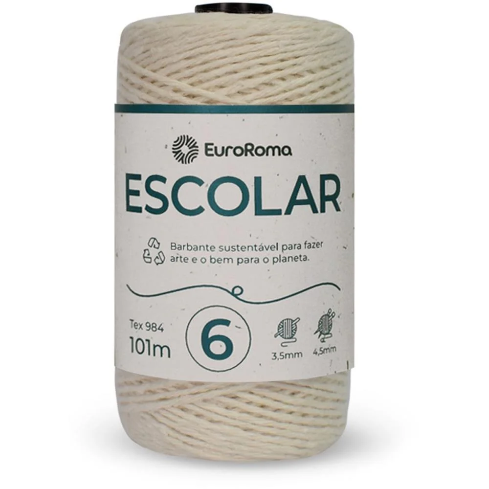 Barbante Cru 100G 4/6 Fios Rolo 101M Euroroma (Pct.c/06)