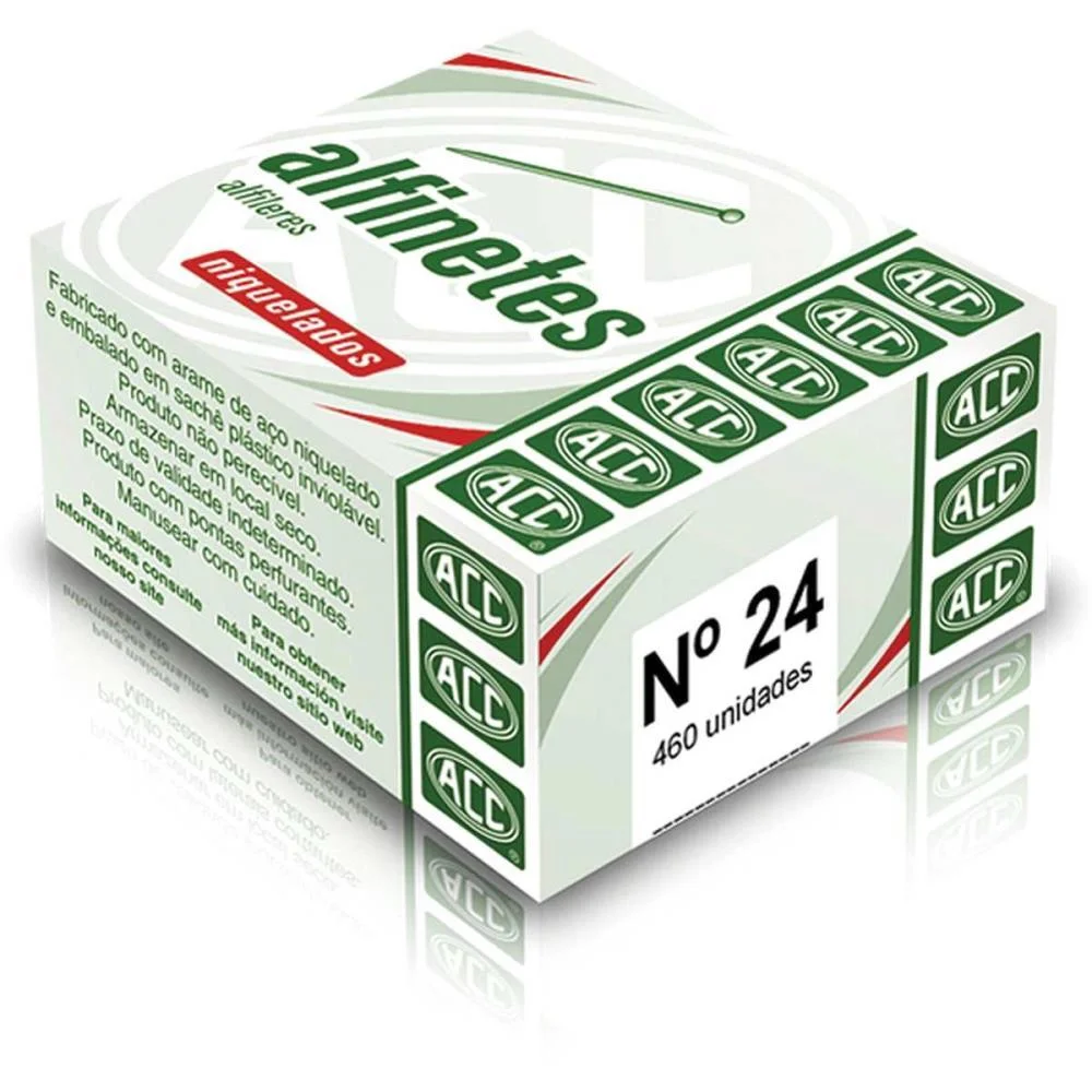 Alfinete Costura N.24 Aco Niquelado 50G. Acc (Pct.c/10)