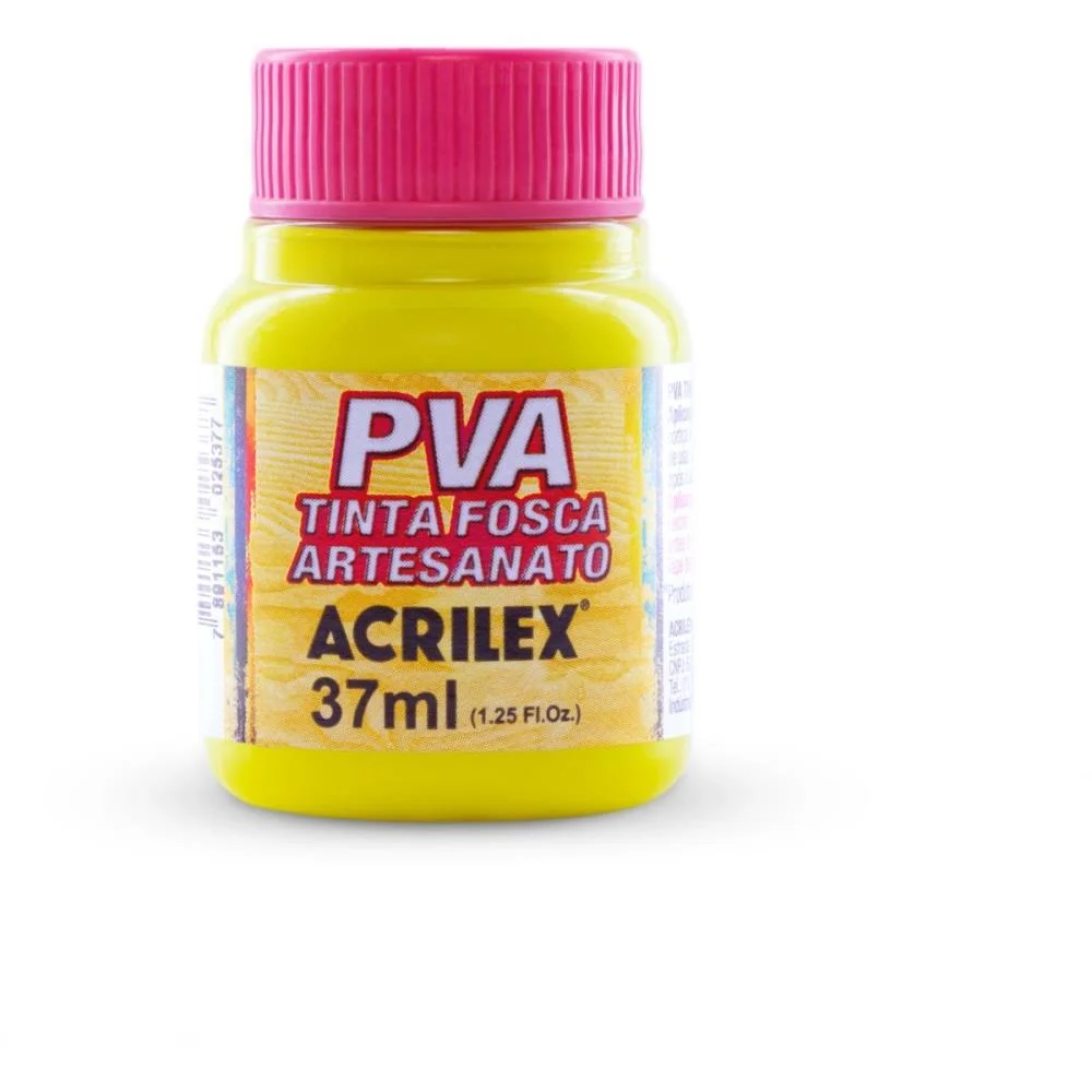 Tinta Pva 37Ml. Amarelo Limao Acrilex (Cx.c/12)