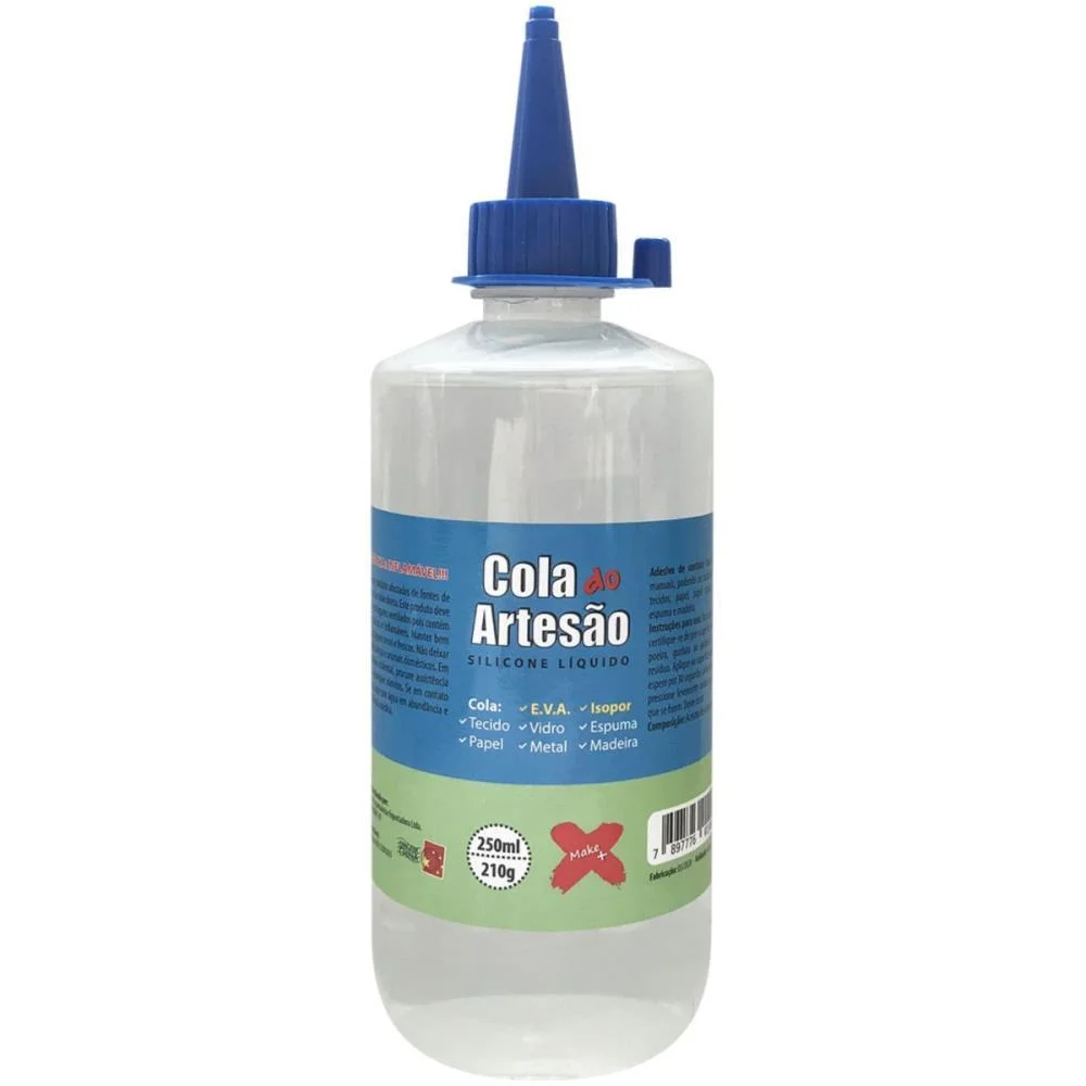 Cola Para Artesanato Artesao Silicone Liquido 250Ml Make+ (Cx.c/06)