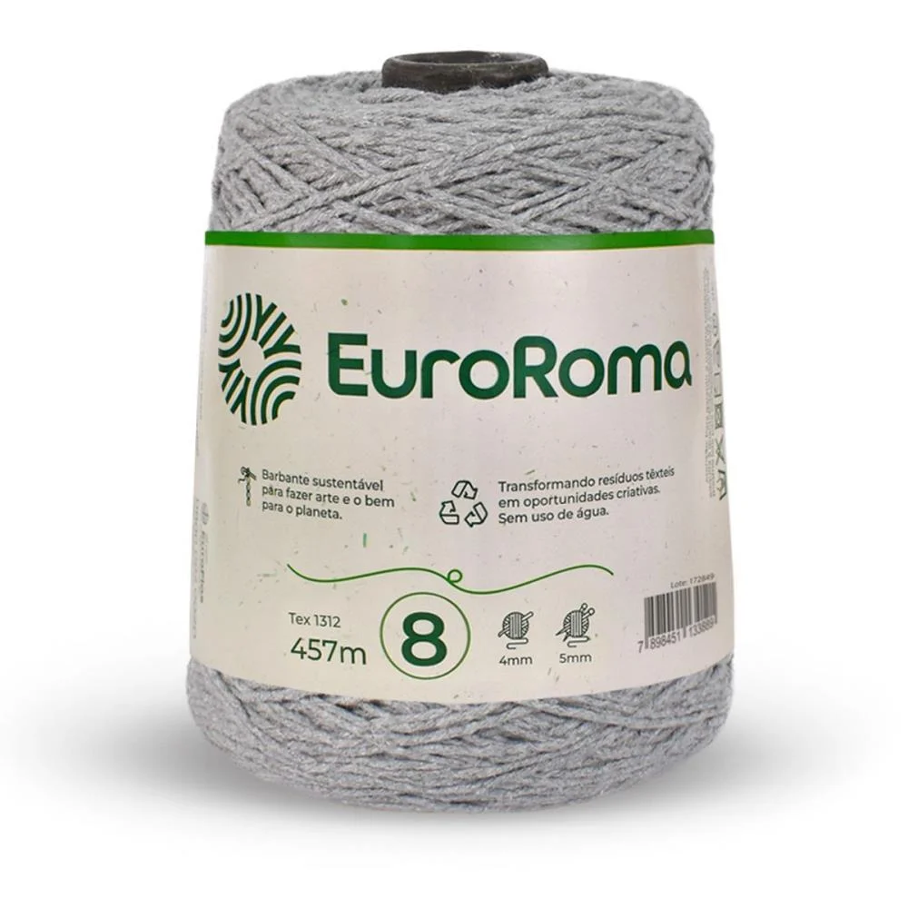 Barbante Colorido 600G 4/8 Fios 457M Cinza Euroroma