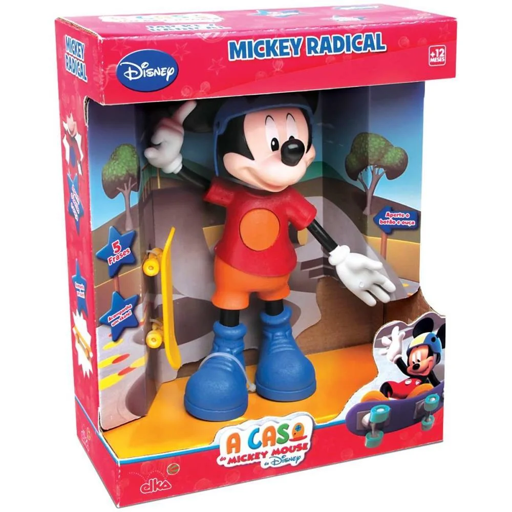 Boneco E Personagem Mickey Radical C/Som 31Cm. Elka