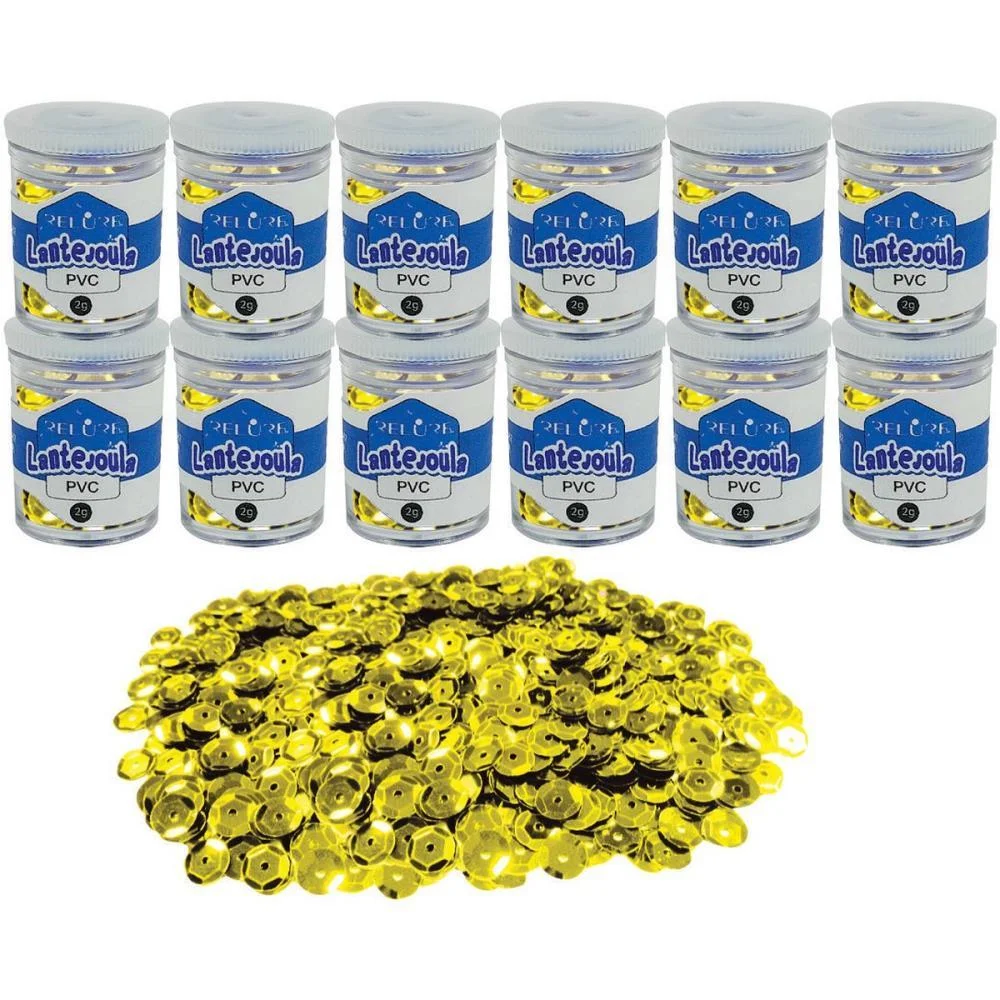 Lantejoula Metalizada Ouro 10Mm. Pote 2G. Honey (Pct.c/12)