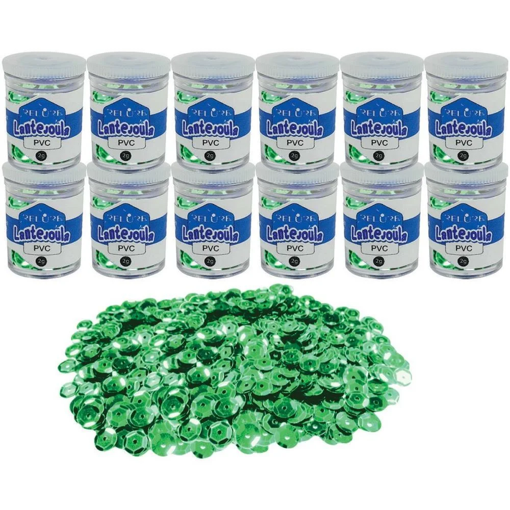 Lantejoula Metalizada Verde Bandeira 10Mm. Pote 2G. Honey (Pct.c/12)