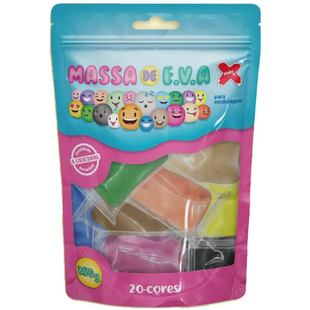 Massa De Eva 20 Cores Sortidas Total 250G Make+ (Pacote)