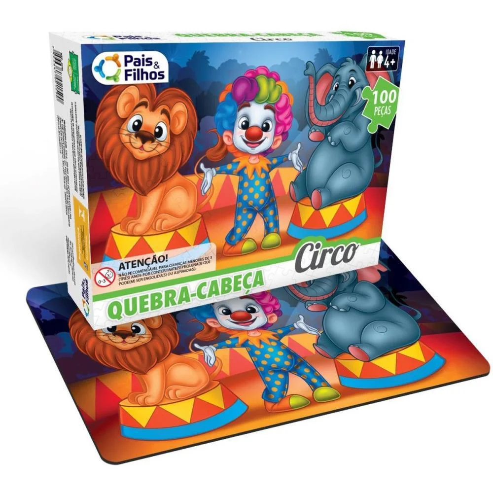 Quebra-Cabeca Cartonado O Circo 100 Pecas Pais E Filhos