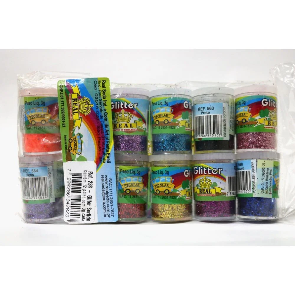 Glitter Pvc Sortido Potes 3G. Real Seda (Pct.c/12)