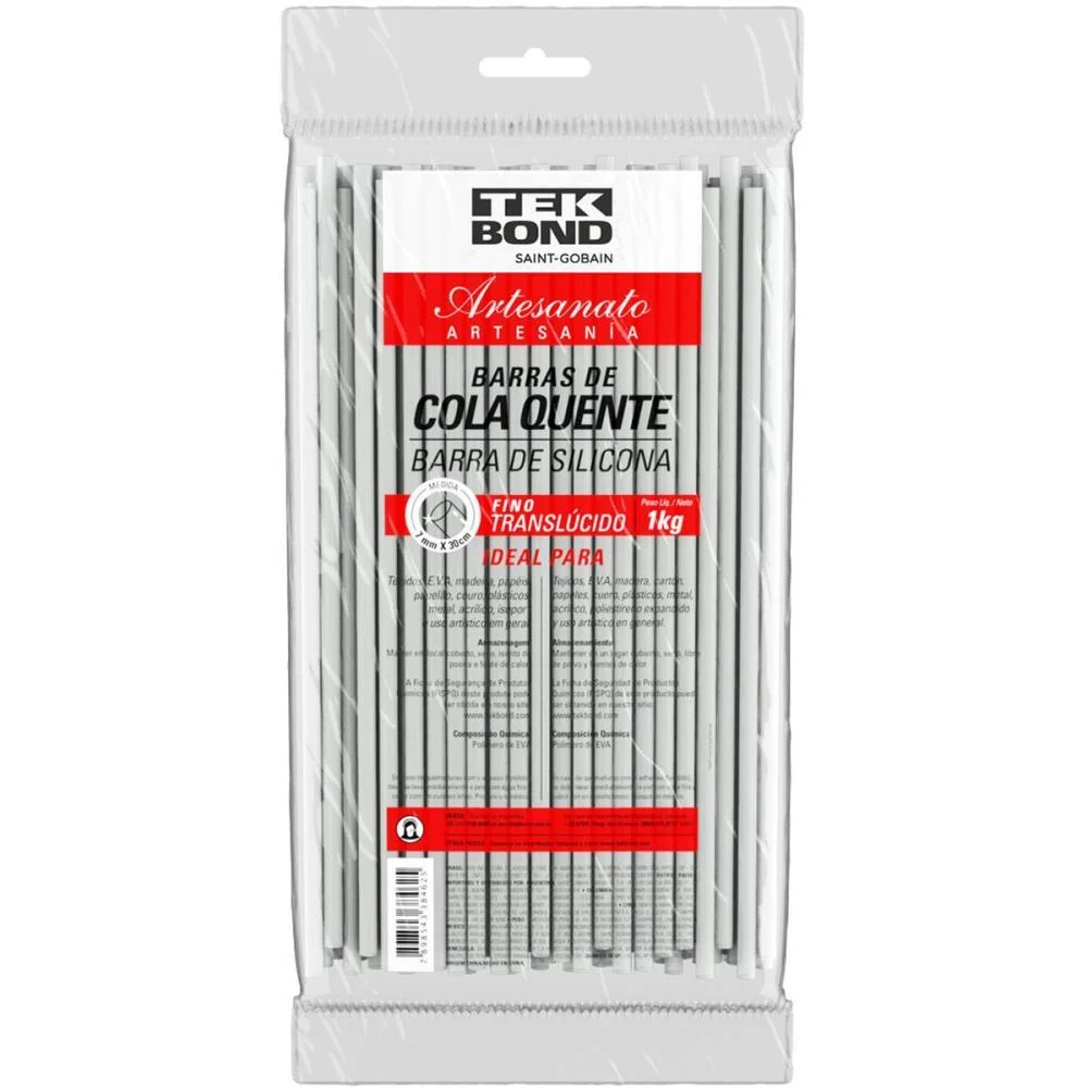 Cola Quente Refil Fina 1 Kg. Translucida Tekbond (Pacote)