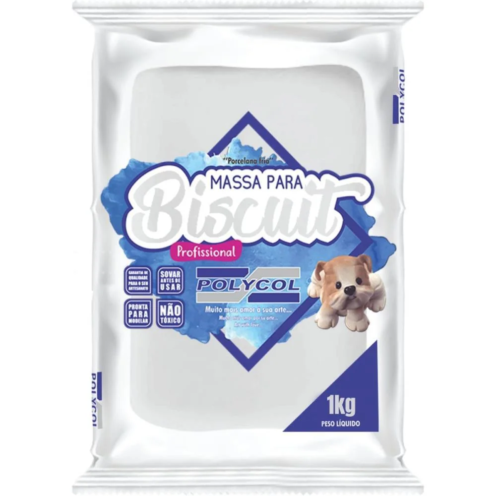 Massa De Porcelana Fria Biscuit 1Kg Branca Polycol